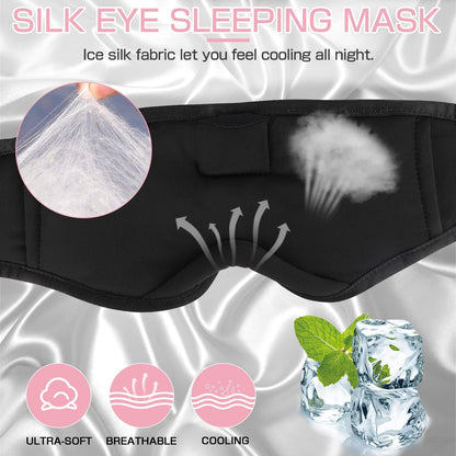 LC-dolida Sleep Headphones, 3D Sleep Mask Bluetooth Wireless Music Eye Mask, Sleeping Headphones for Side Sleepers Sleep Mask with Bluetooth Headphones Ultra-Thin Stereo Speakers Perfect for Sleeping