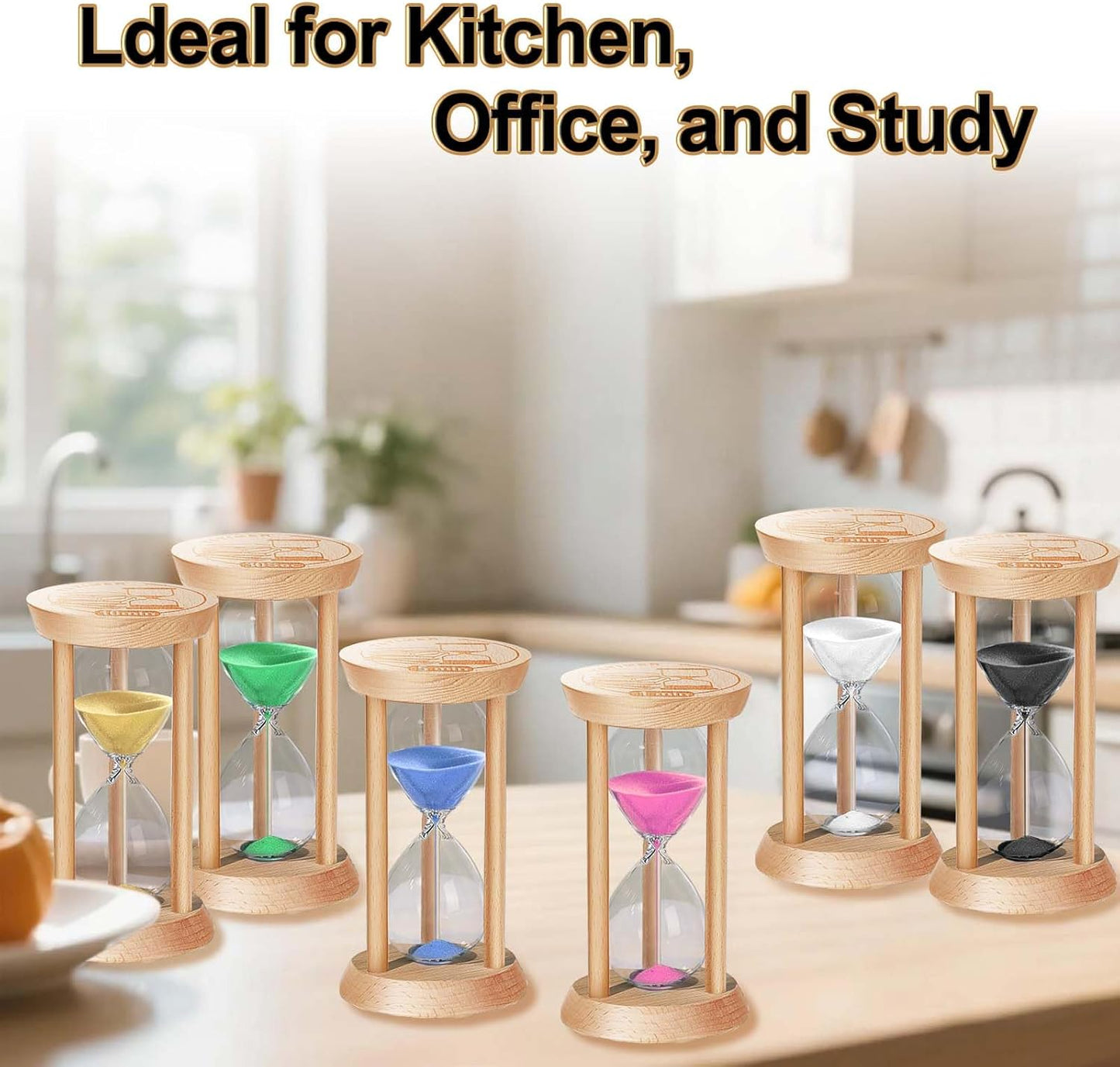 20 Minute Wooden Sand Timers,Large Bamboo Gold Sand Hourglass for Productivity, Meditation & Decor, 20 Min Reloj De Arena Sand Watch for Kitchen, Office, Game, Classroom, Yoga