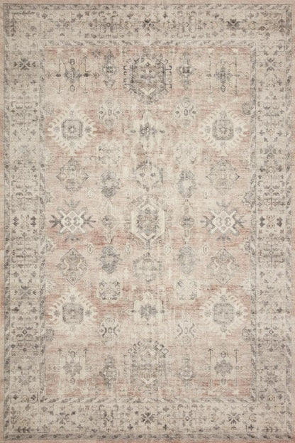 Loloi Hathaway Collection HTH-06 Blush/Multi 2'-6" x 7'-6", .25" Thick, Runner Rug, Soft, Durable, Printed, Modern, Low Pile, Non-Shedding, Easy Clean, Living Room Rug
