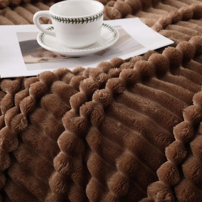 Khaki Throw Blanket for Couch Sofa 50x60 inches Striped Fleece Blankets Room Home Decor Lightweight Plush Soft Cozy Gifts for Women Mom Girls