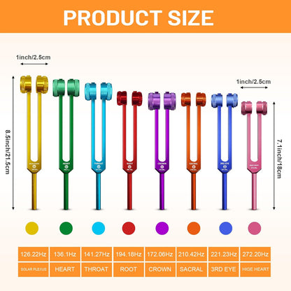 Healing Tuning Forks Set 136.10, 256, 384, 128 Hz Healing Instrument, Sound Therapy Devices with Singing Bowl for Chakra Solfeggio Essential Yoga Meditation Accessories, Healing Gifts for Women Men