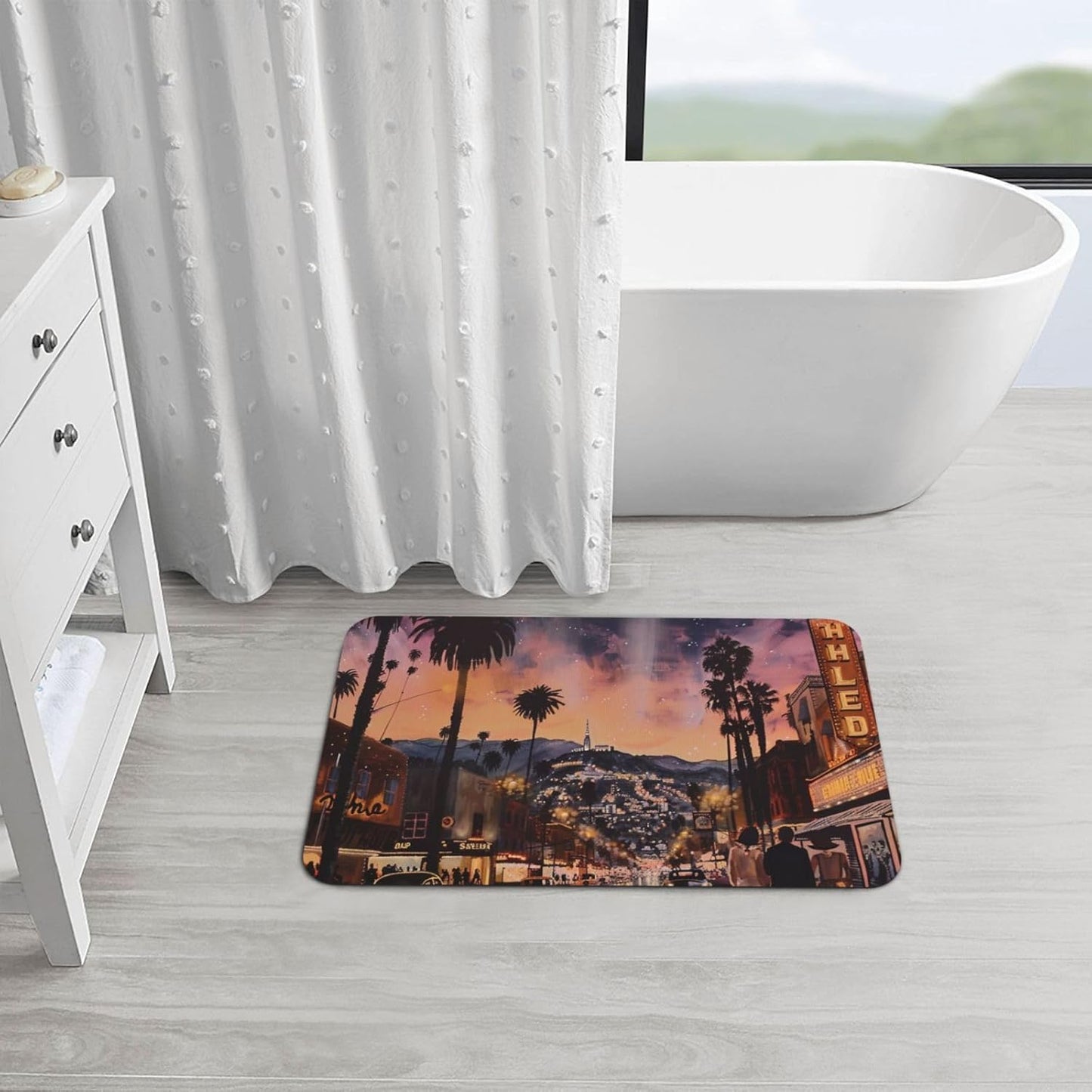 Skull Yoga Printed Rounded Corner Diatomaceous Doormat 31.5x19.7 Inch Bath Mat Rug Non Slip Shower Floor Mat, Absorbent Bathroom Rugs Mat for Anti Slip Shower Mat, Housewarming Gift