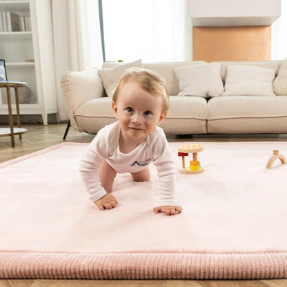 Hakuna Matte CloudSoft Mat for Floor 60" x 80" Beige – Coral Velvet Memory Foam Rug – Non-Slip, Water-Resistant