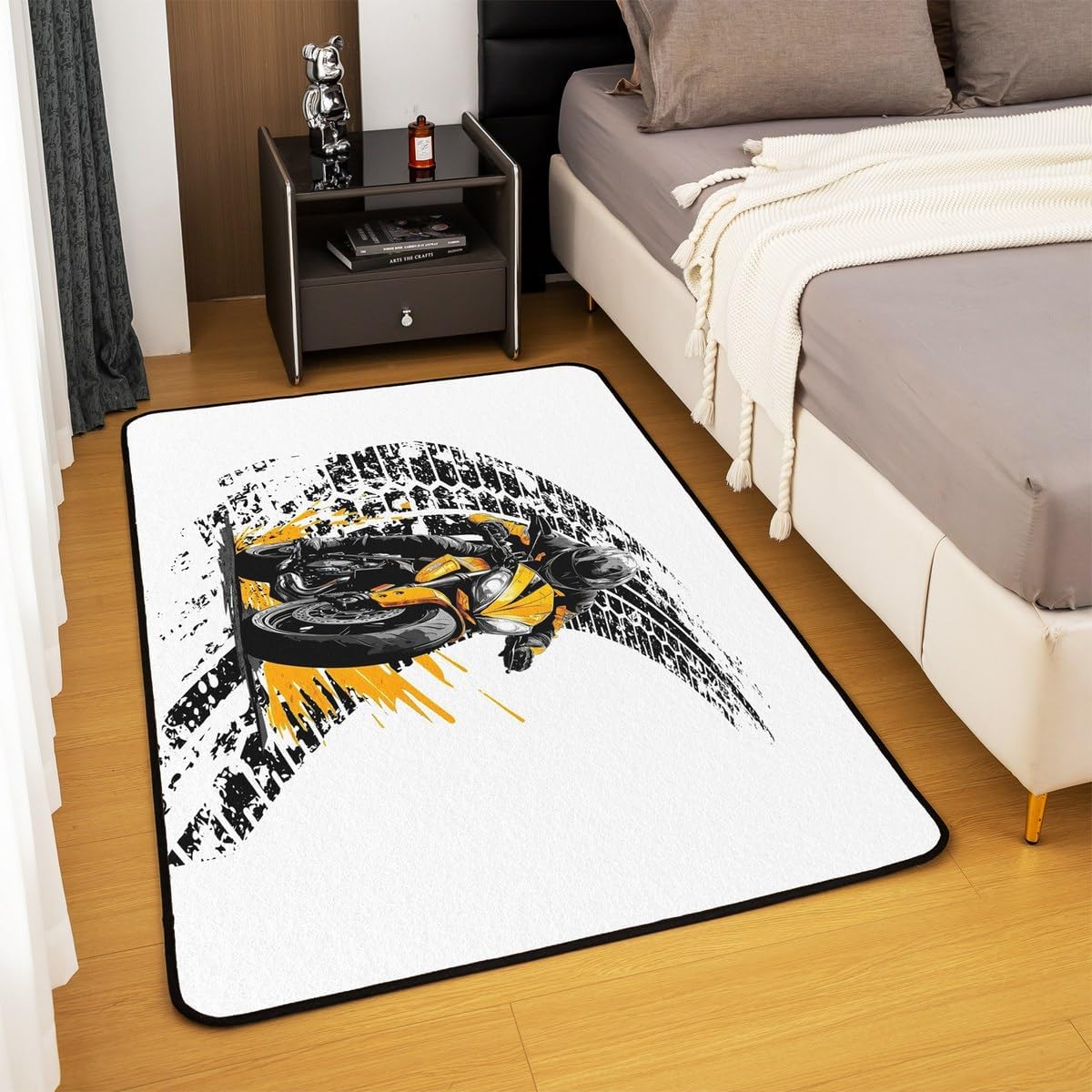 Feelyou Dirt Bike Area Rug 3x5 Kids Extreme Sports Green Honeycomb Living Room Rugs for Bedroom Boys Girls Teens Racing Motocross Rider Decorative Carpet Rug Non-Slip Motorcycle Indoor Floor Mat