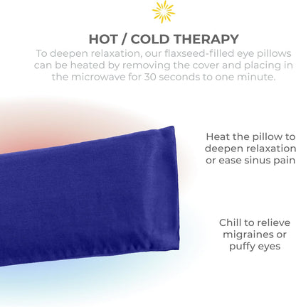 4-Pack Unscented Sateen Eye Pillows, Low-Luster, 9’’ x 4’’ Flaxseed Weighted Eye Mask for Sleeping, Hot or Cold Therapy for Relaxation, Migraine, and Headache, Blue