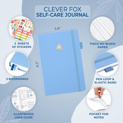 Clever Fox Self-Care Journal – Daily Reflection Notebook – Mental Health & Personal Development Planner, Meditation & Mood Log, A5 (Turquoise)