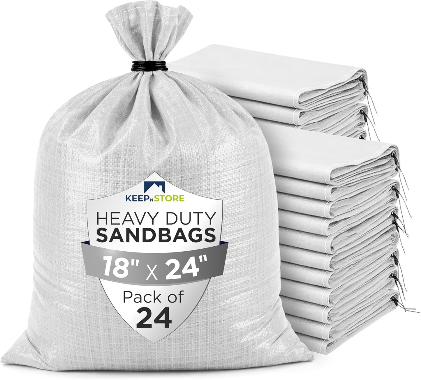 Heavy Duty Sand Bags Pack of 3, White Empty Sandbags with Built-In Ties, Woven Polypropylene UV Protection 1600 Hours, Fillable Sand Bags for Flood Control, Weight, 10x14 inches, 15 Pounds Volume
