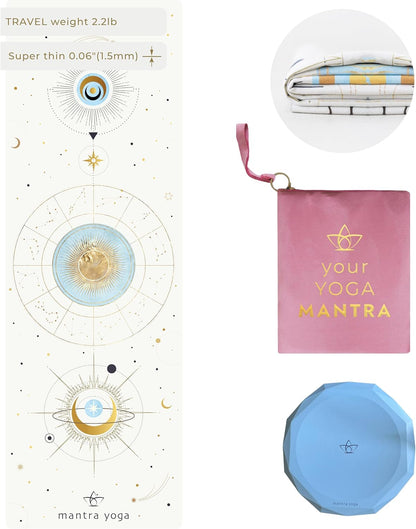 Mantra Yoga Travel PRO 1.5mm with Knee Pad - Foldable Fitness & Exercise Mat with Bag | Lightweight, Compact & Eco-Friendly | Non-Slip & Washable | For All Types of Yoga | 72" L x 24" W | 2.6 lbs