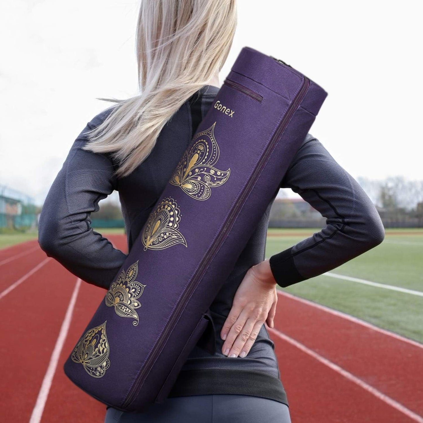 Gonex Yoga Mat Bag, Yoga Mat Carrier Full-Zip Exercise Yoga Mat Carry Bag for Women Men with 2 Multi-Functional Storage Cargo Pockets Extra Wide Adjustable Shoulder Strap