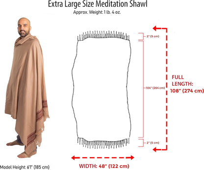 Exotic Meditation Shawl - Large Unisex Prayer Wrap, Oversize Scarf & Versatile Indian Stole Blanket