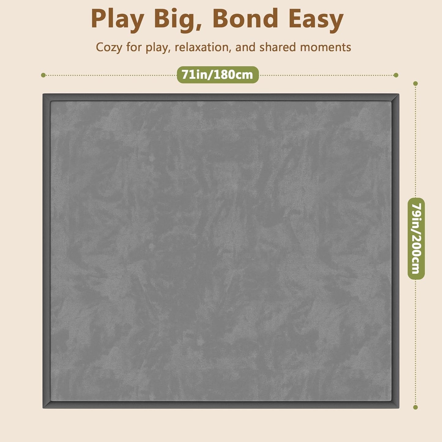 Baby Play Mat for Floor, 1.3'' Thick Memory Foam Tummy Time Mat - Super Soft Coral Velvet Nursery Rug with Non-Slip Backing, Crawling Rug for Toddlers/Infants, Yoga & Tatami Use, Oatmeal, 79''x 118''