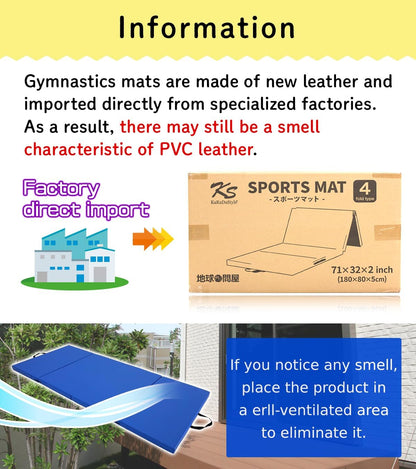 KaRaDaStyle Gymnastics Mat Folding Stretch Mats 71"x31"x2" Exercise Muscle Training Children Play Horizontal Bar Mat Yoga Sports Soundproof Home Use