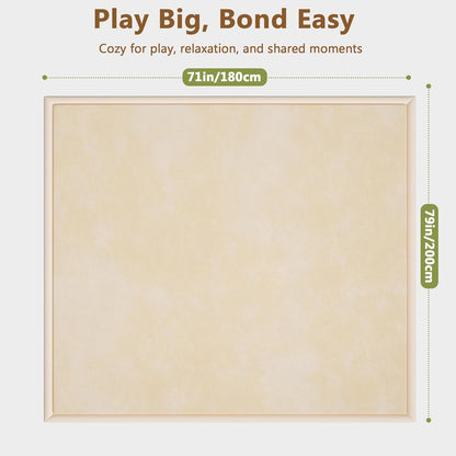 Baby Play Mat for Floor, 1.3'' Thick Memory Foam Tummy Time Mat - Super Soft Coral Velvet Nursery Rug with Non-Slip Backing, Crawling Rug for Toddlers/Infants, Yoga & Tatami Use, Oatmeal, 79''x 118''