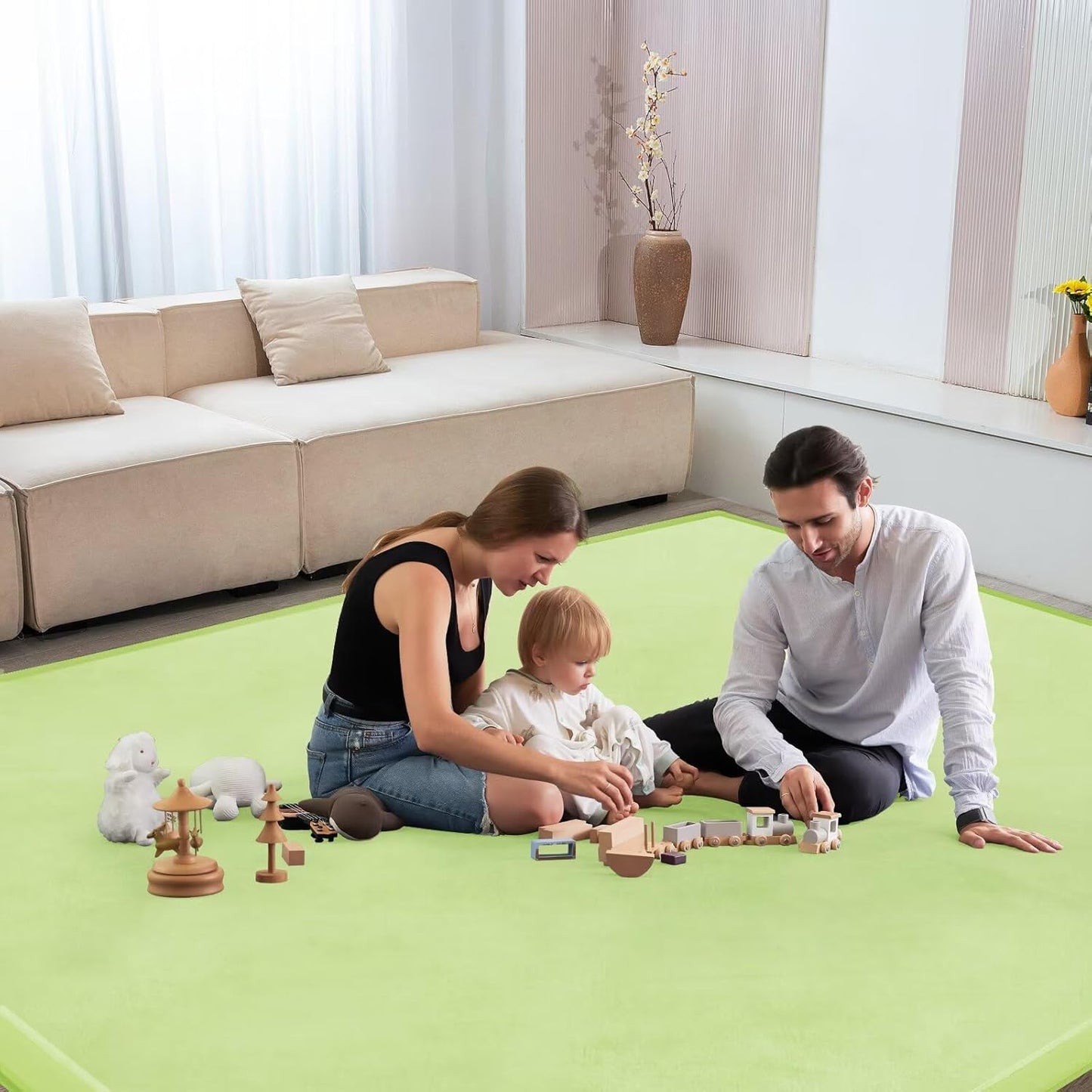 Baby Play Mat for Floor Nursery Rug Muscle Mat Area Rug Playroom Rug 79"x110" Playpen Mat Memory Foam 1.3" Thick Crawling Mat For Babies,Toddlers, Infants, Kids,Grey