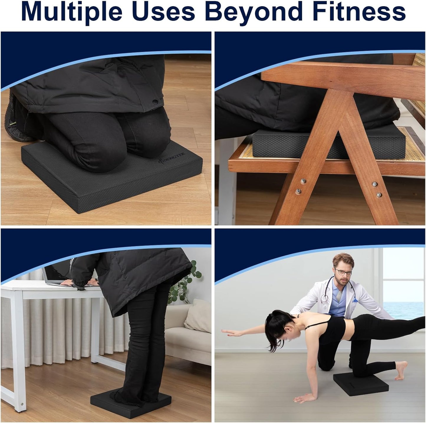 StrongTek Professional Foam Exercise Balance Pad - 15.8" x 13" x 2", High-Density TPE Foam Knee Pad, Non-Slip & Water-Resistant, for Balance Training, Physical Therapy, Yoga, and More