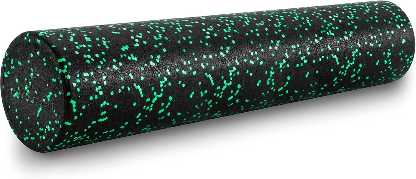 ProsourceFit High Density Foam Rollers 12 - inches long, Firm Full Body Athletic Massage Tool for Back Stretching, Yoga, Pilates, Post Workout Muscle Recuperation, Black