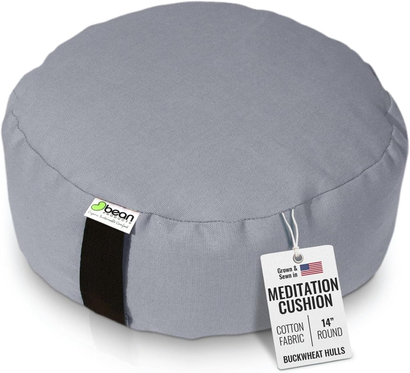 Bean Products Zafu Meditation Pillows for Sitting on Floor, Yoga Cushion, Cotton/Buckwheat Fill Yoga Pillow, Zafu Meditation Cushion, Zen Kneeling Prayer Pad- Made in USA - 14" Round - Saffron