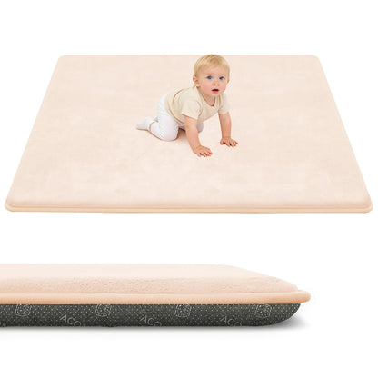 ACOMOPACK 1.3" Thick Baby Play Mat for Floor 79x118"-Large Water-Repellent&Non-Slip Memory Foam Mat for Kids,Toddlers,Soft Velvet Nursery Rug for Tummy Time&Crawling,Yoga,Tatami Style(Blue)