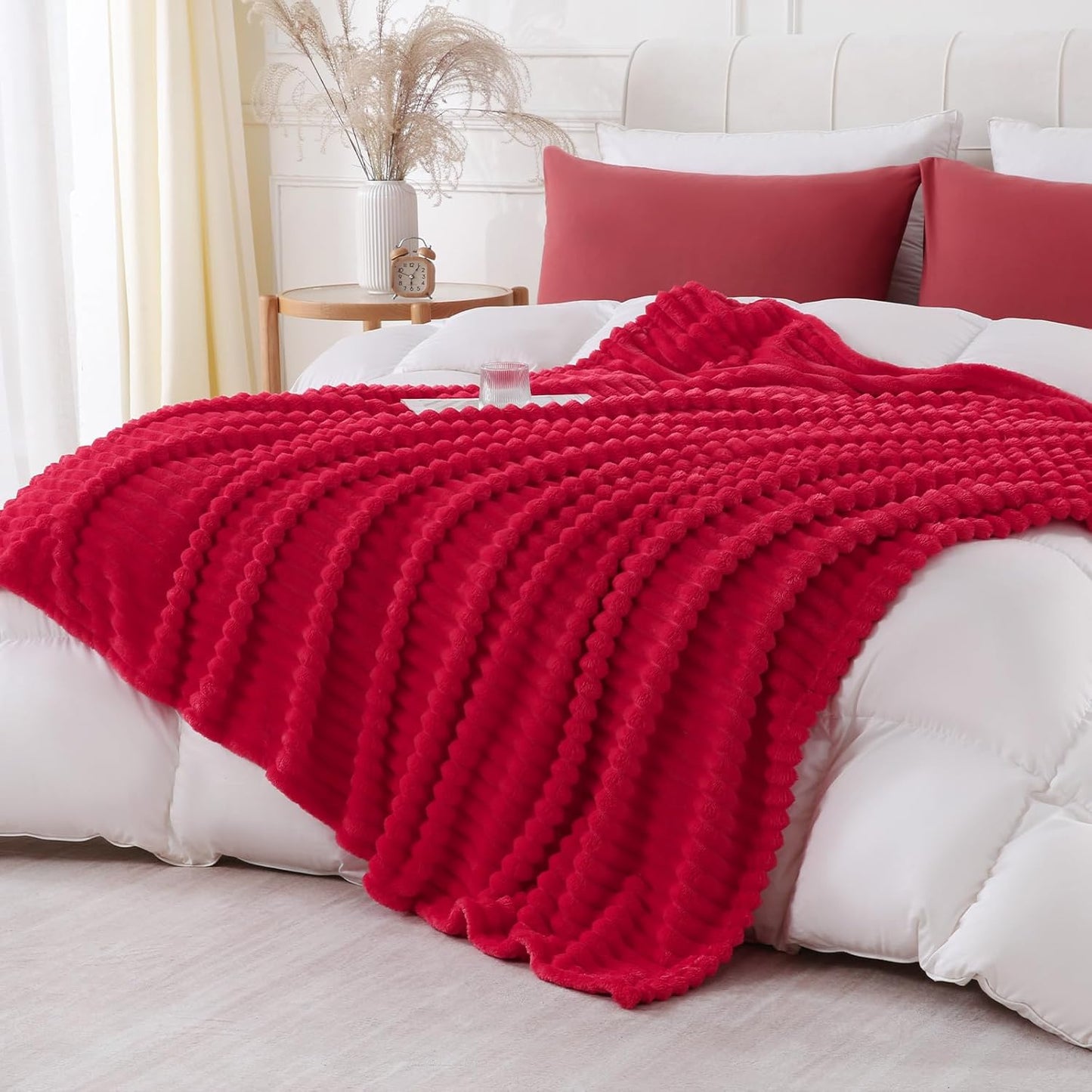 Khaki Throw Blanket for Couch Sofa 50x60 inches Striped Fleece Blankets Room Home Decor Lightweight Plush Soft Cozy Gifts for Women Mom Girls