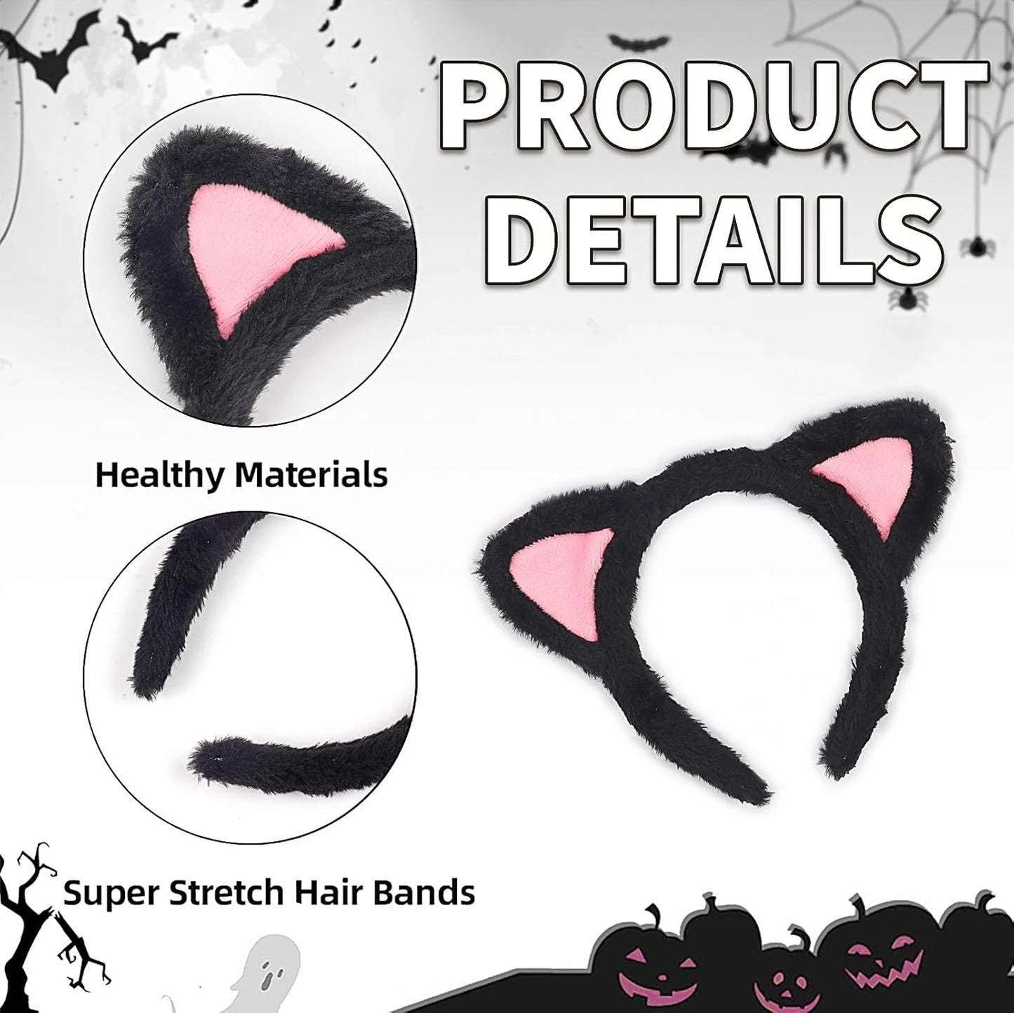 Cat Ears Headband, Plush Fuzzy Hairbands for Cosplay, Makeup, Yoga, and Photo Props for Adults