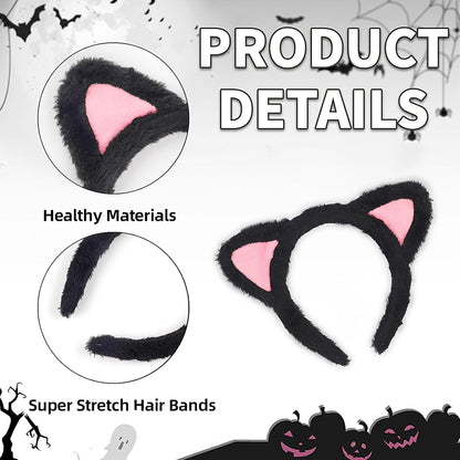Cat Ears Headband, Plush Fuzzy Hairbands for Cosplay, Makeup, Yoga, and Photo Props for Adults