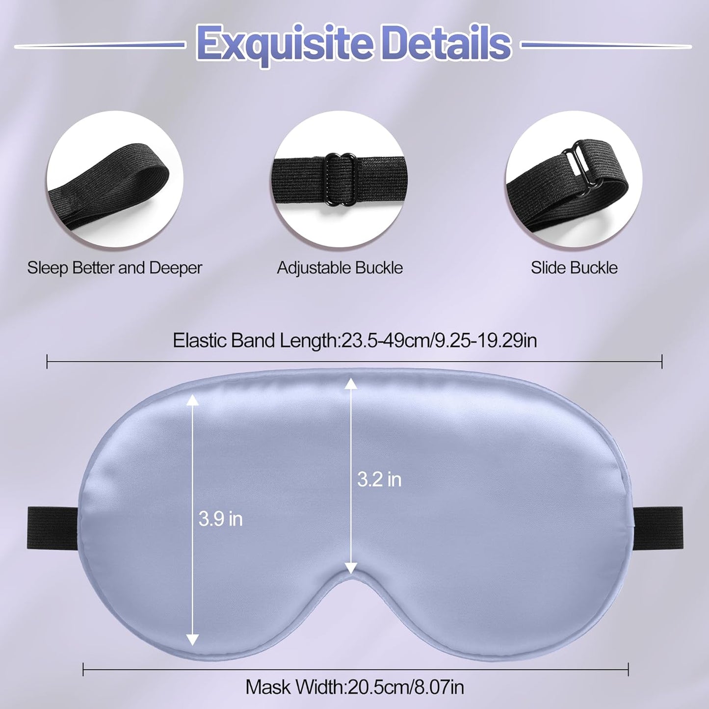Sleep Mask, Silk Eye Mask for Sleeping with Adjustable Strap, Satin Blackout Sleeping Eye Mask for Men&Women, Comfortable Blindfold Eyeshade for Night Sleep(Black)