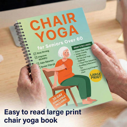 Chair Yoga for Seniors Over 60, 30-Day Challenge Gentle Seated Yoga Exercises Guidebook, Step-by-Step Fitness Planners Instructions Books for Seniors Beginners – 8.2″ x 5.5″ Pink Yoga Book