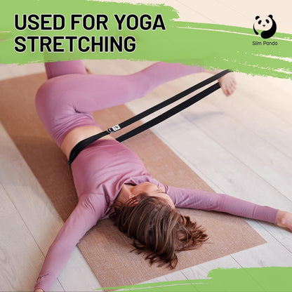 Slim Panda Yoga Strap for Stretching,Cotton Yoga Strap with Adjustable D-Ring Buckle,Non-Elastic Yoga Belt for Pilates,Gym Workouts,Physical Therapy,Improve Flexibility