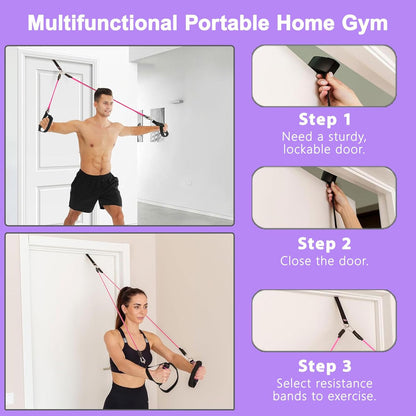 BBTOPS Pilates Bar Kit with Resistance Bands,Ab Roller,2 in 1 Foot Strap & Handle,Door Anchor Pilates Equipment with Resistance Bands, Portable Home Gym Yoga Fitness Bar for Women & Men