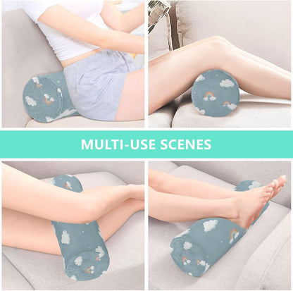 c Neck Roll Pillow Bolster Round Health Memory Foam Long Cervical Cylinder Pillows with Removable Washable Cover for Body Bed Legs Back Yoga - Colors B