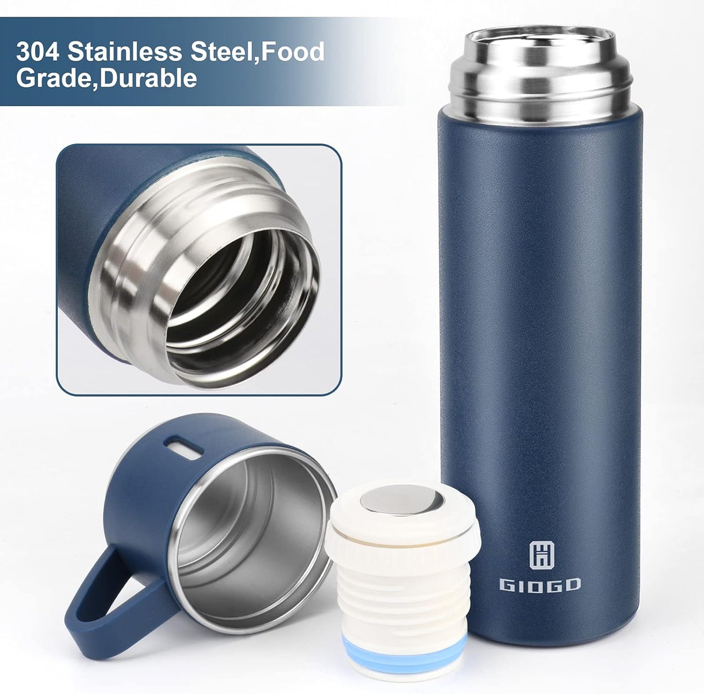 Stainless Steel Thermo 500ml/16.9oz Vacuum Insulated Bottle with Cup for Coffee Hot drink and Cold drink water flask.(Pink,Set)
