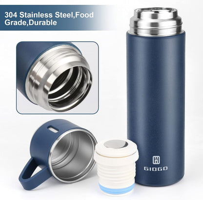 Stainless Steel Thermo 500ml/16.9oz Vacuum Insulated Bottle with Cup for Coffee Hot drink and Cold drink water flask.(Pink,Set)