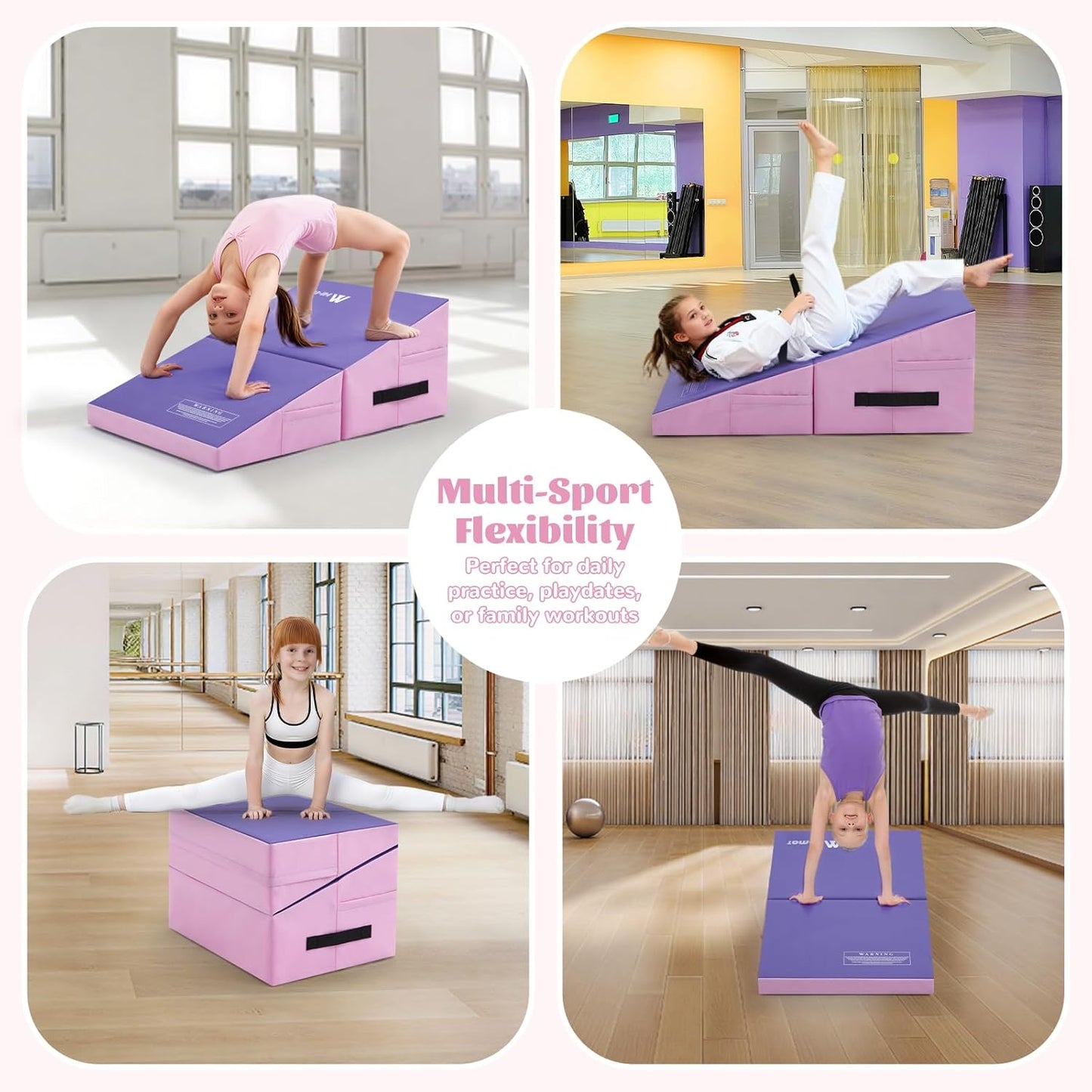 Gymnastics Cheese Mat Incline Wedge Mat, Folding Gymnastics Mat for Kids Tumbling, Indoor/Outdoor Skill Shape Training & Exercise equipment Home Gym Yoga