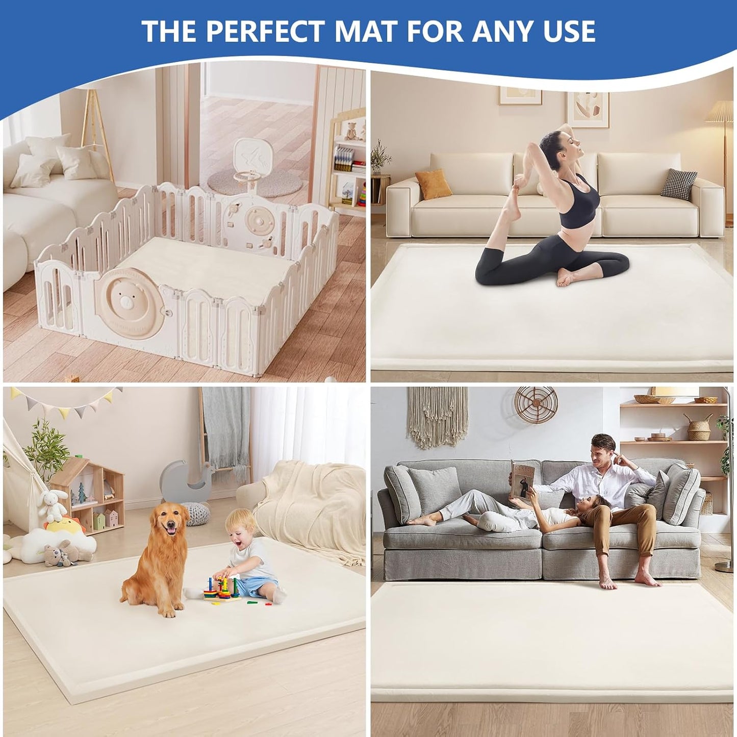 Baby Play Mat for Floor,1.3" Thick Memory Foam Tummy Time Mat,Soft Coral Velvet Nursery Rug,Large Non Slip for Crawling,Toddlers,Infants,Kids,Yoga & Tatami Style for Living Room(Dark Gray)