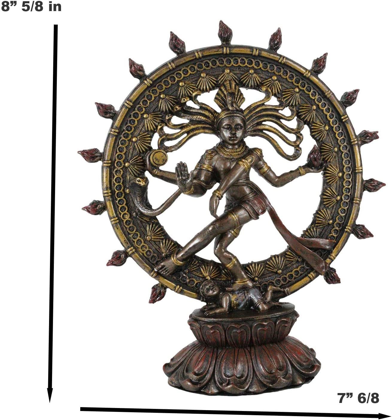 Ebros Gift 9" Tall Hindu Shiva Nataraja by Fire Wheel Statue Lord of The Dance Cosmic Dancer God Statuette Sanskrit Hinduism Supreme Deity Altar Eastern Enlightenment Yoga Figurine
