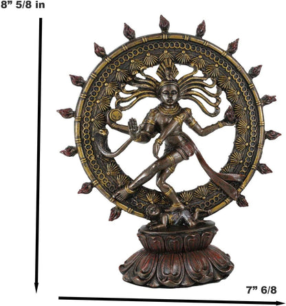 Ebros Gift 9" Tall Hindu Shiva Nataraja by Fire Wheel Statue Lord of The Dance Cosmic Dancer God Statuette Sanskrit Hinduism Supreme Deity Altar Eastern Enlightenment Yoga Figurine