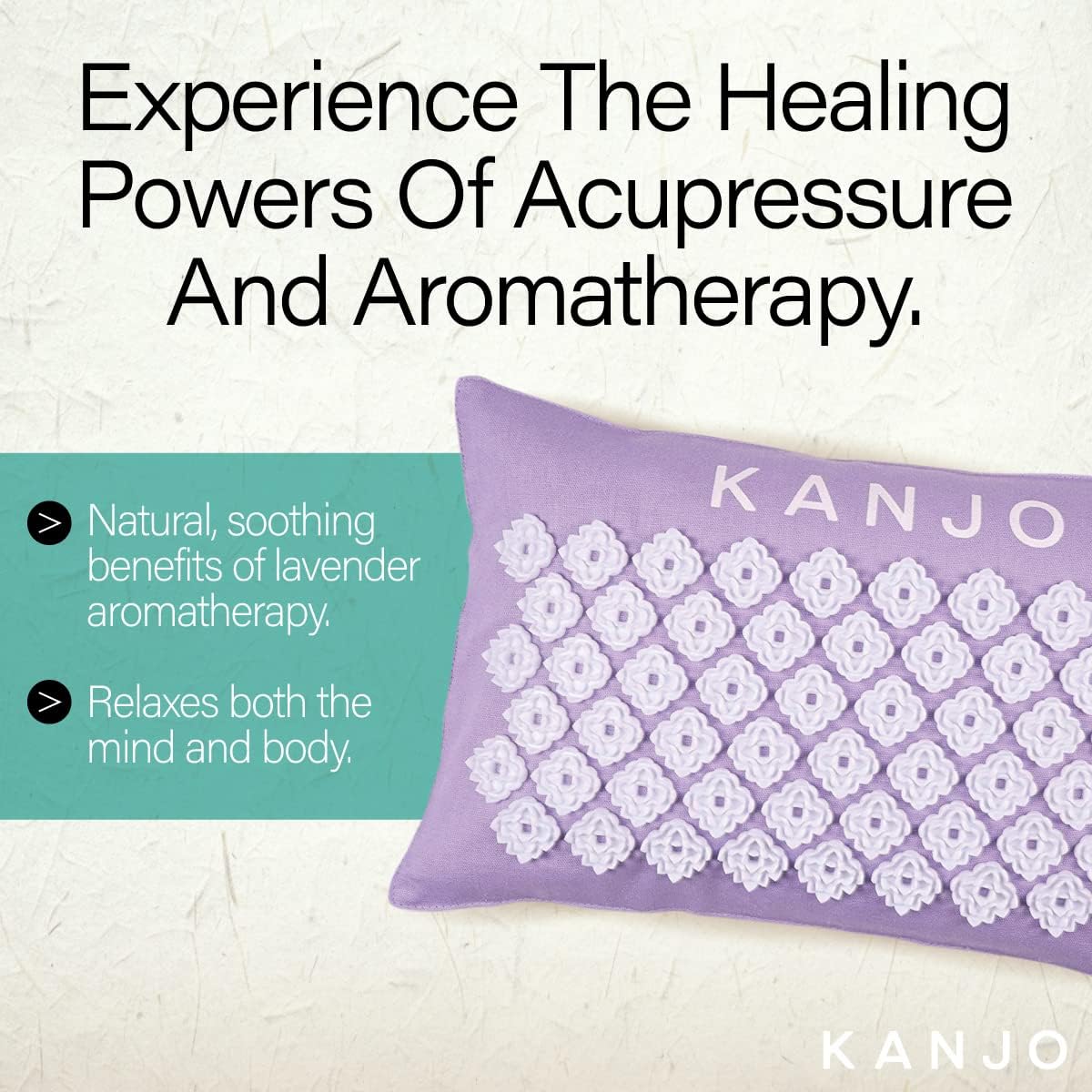Kanjo Aroma Mint Acupressure Pillow - 100% Cotton Linen with Natural Cork Filling - Aromatherapy Pillow for Back Pain and Neck Pain Relief