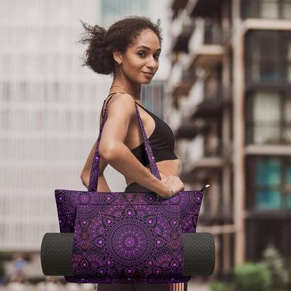 Yoga Bag for Women, Large Canvas Yoga Mat Tote Bag with Yoga Mat Carrier - Large Mat Pocket Fitness Tote for Pilates, Gym, Travel, Office & Beach