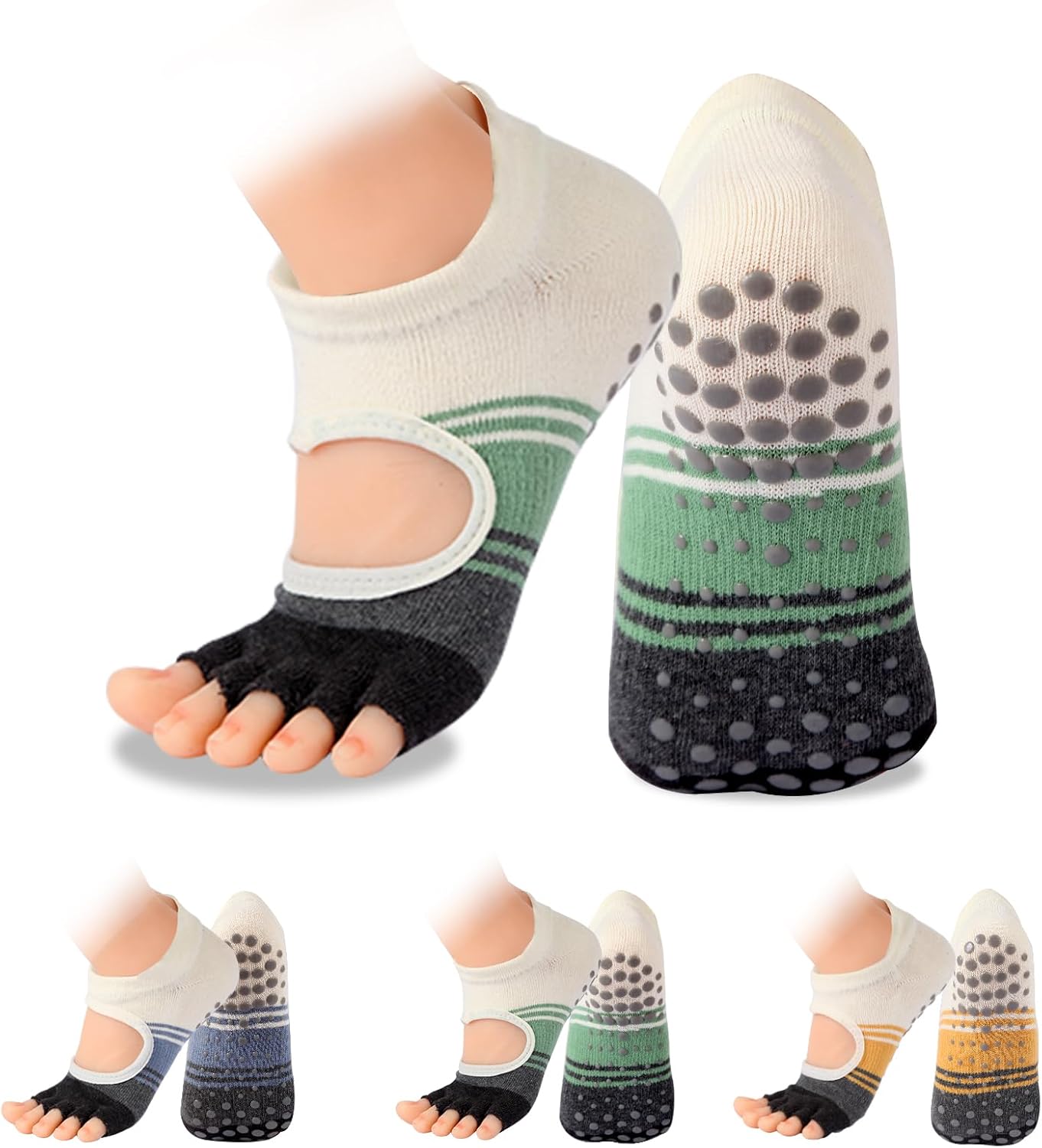 Pilates Socks with Grips for Women,Yoga Socks, Non-Slip Yoga Sock with Toe Separators, Pilates Non Slip Sock