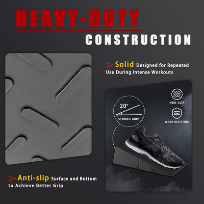 Squat Wedge Height-Adjustable Slant Board: 2Pcs Wide Wedges for Weightlifting Leg Glute Workout Improve Strength and Mobility for Gym Home