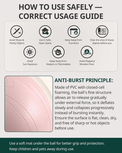 Trideer Pregnancy Birthing Ball, 1.7mm Extra Thick Yoga Ball for Maternity, Labor, Physio, Recovery, Exercise Guide & Daily Comfort Tips for All Trimesters, 1000LB Anti-Burst Non-Slip Stability Ball