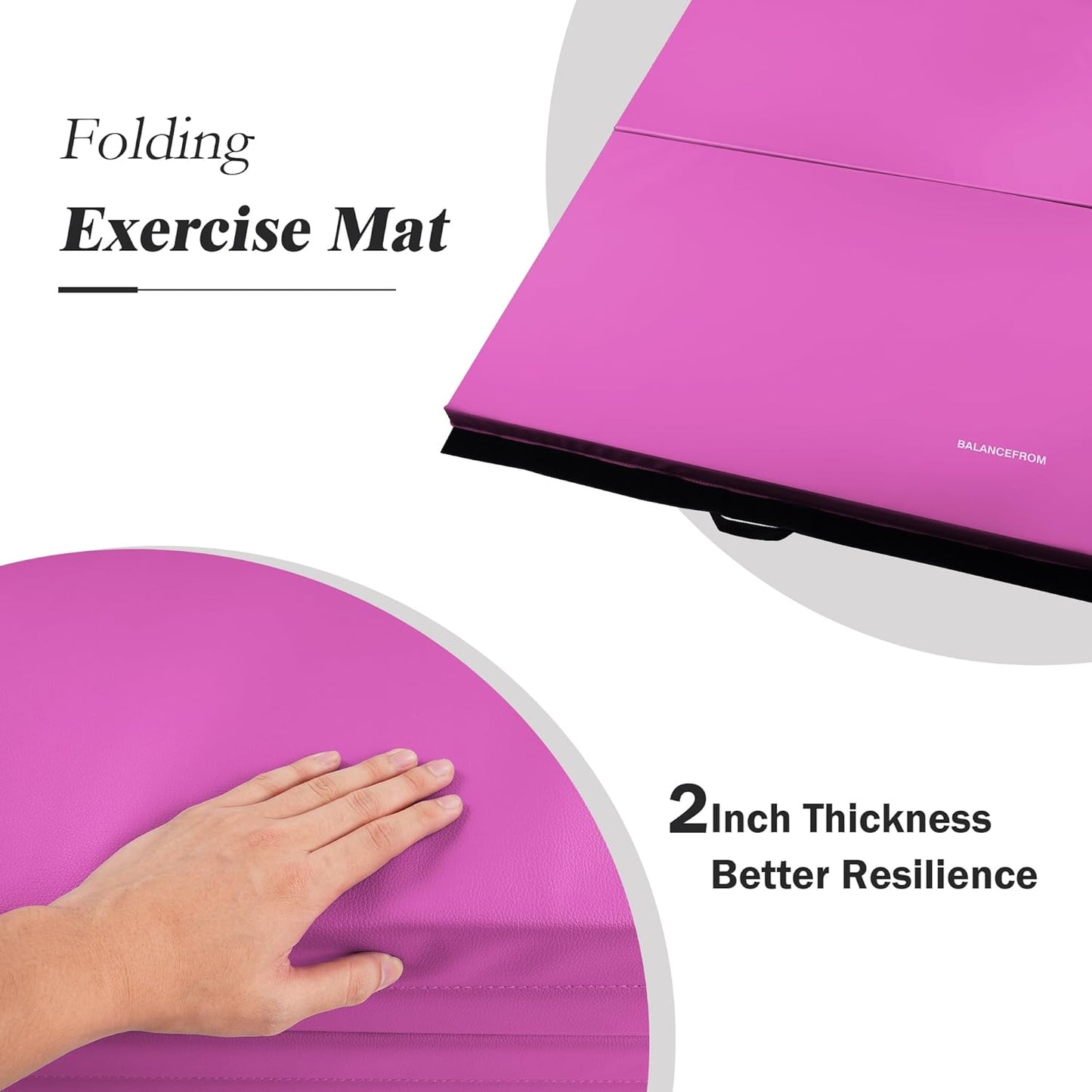 Fitvids 4'x8'x1.9" Gymnastics Mat, Home Exercise Mat with Carrying Handles, Folding Gym Workout Tumbling Mat for Yoga, Pilates, Stretching, MMA, Core Workouts, Fitness Aerobics Mats for Gym Training