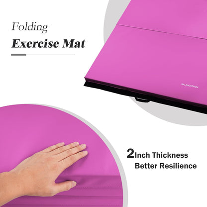 Fitvids 4'x8'x1.9" Gymnastics Mat, Home Exercise Mat with Carrying Handles, Folding Gym Workout Tumbling Mat for Yoga, Pilates, Stretching, MMA, Core Workouts, Fitness Aerobics Mats for Gym Training