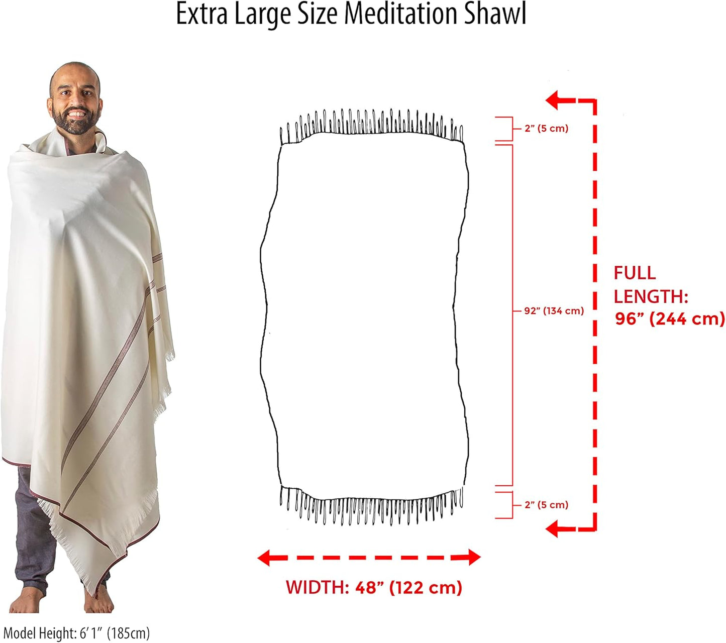 Versatile Premium Wool Blend Meditation Shawl - Large Unisex Prayer Wrap, Oversized Scarf & Yoga Blanket