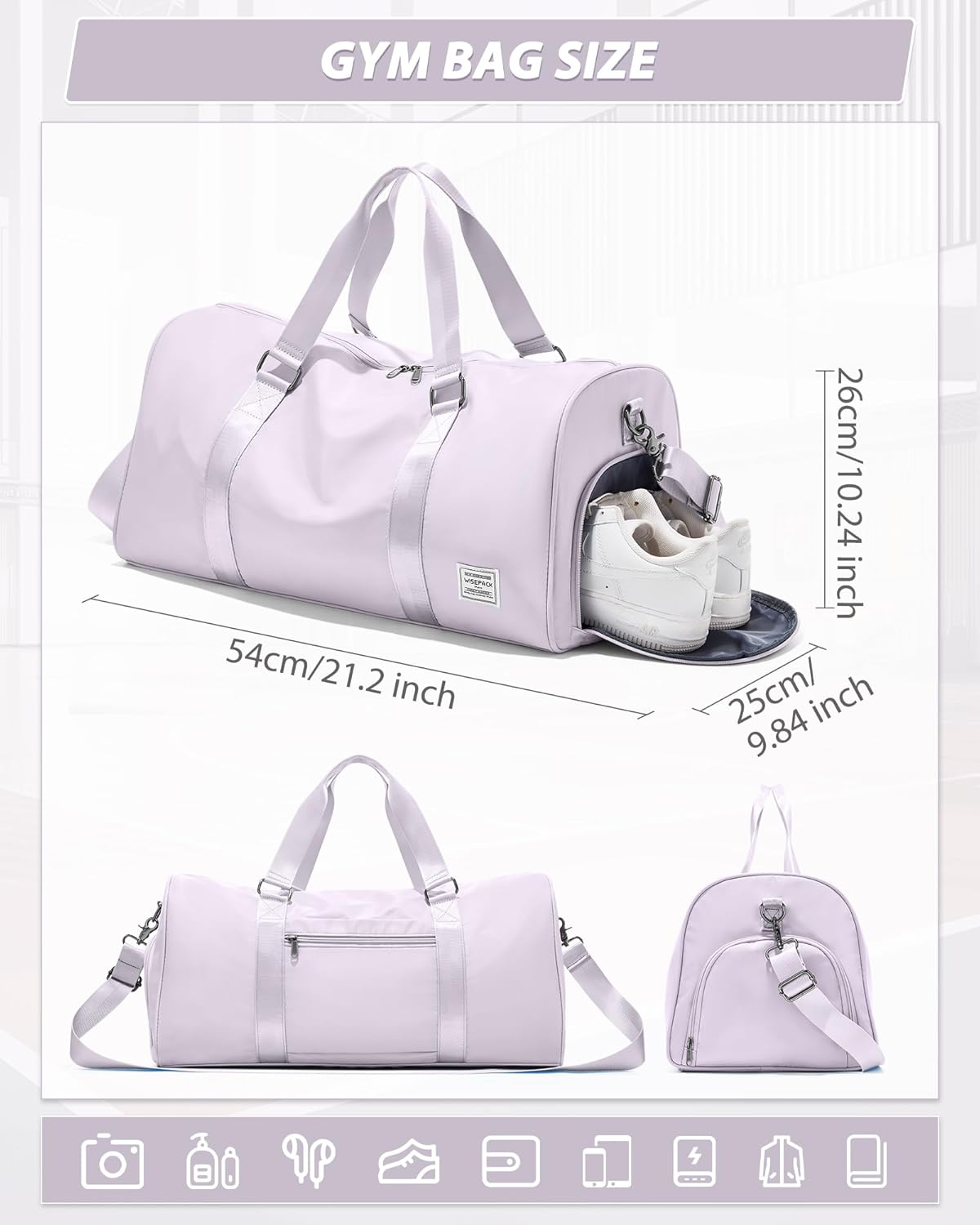 Gym Bag Womens Mens with Shoes Compartment and Wet Pocket Travel Duffel Bag for Women for Plane Sport Gym Tote Bags Swimming Yoga Waterproof Weekend Overnight Carry on Bag Hospital Holdalls - Colors B