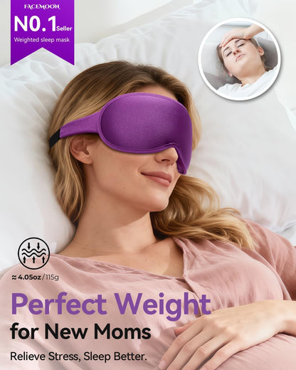 Weighted Eye Mask for Sleeping - 3D Blackout Sleep Mask for Women Men, Zero Eye Pressure, Lash-Friendly, Adjustable Strap, Airplane Travel Essentials for Long Flight & Road Trip, Meditation Mask(Gray)