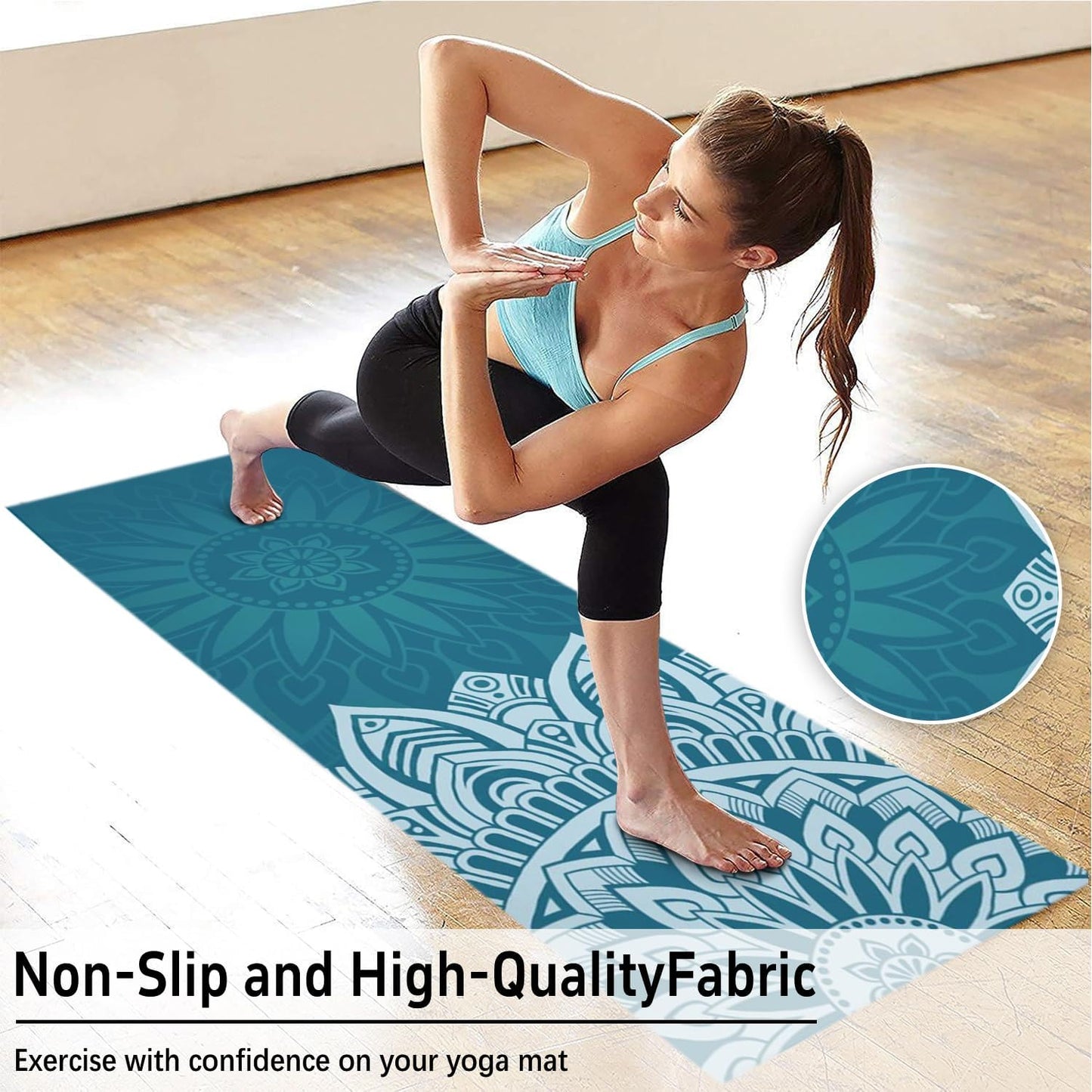 Hot Yoga Mat Towel with Corner Pockets Yoga Towels for Hot Yoga Non Slip with Travel Bag Sweat Absorbent Yoga Blankets Mat Cover for Workout Gym 70"x26" (Mountain-01, 70x26)