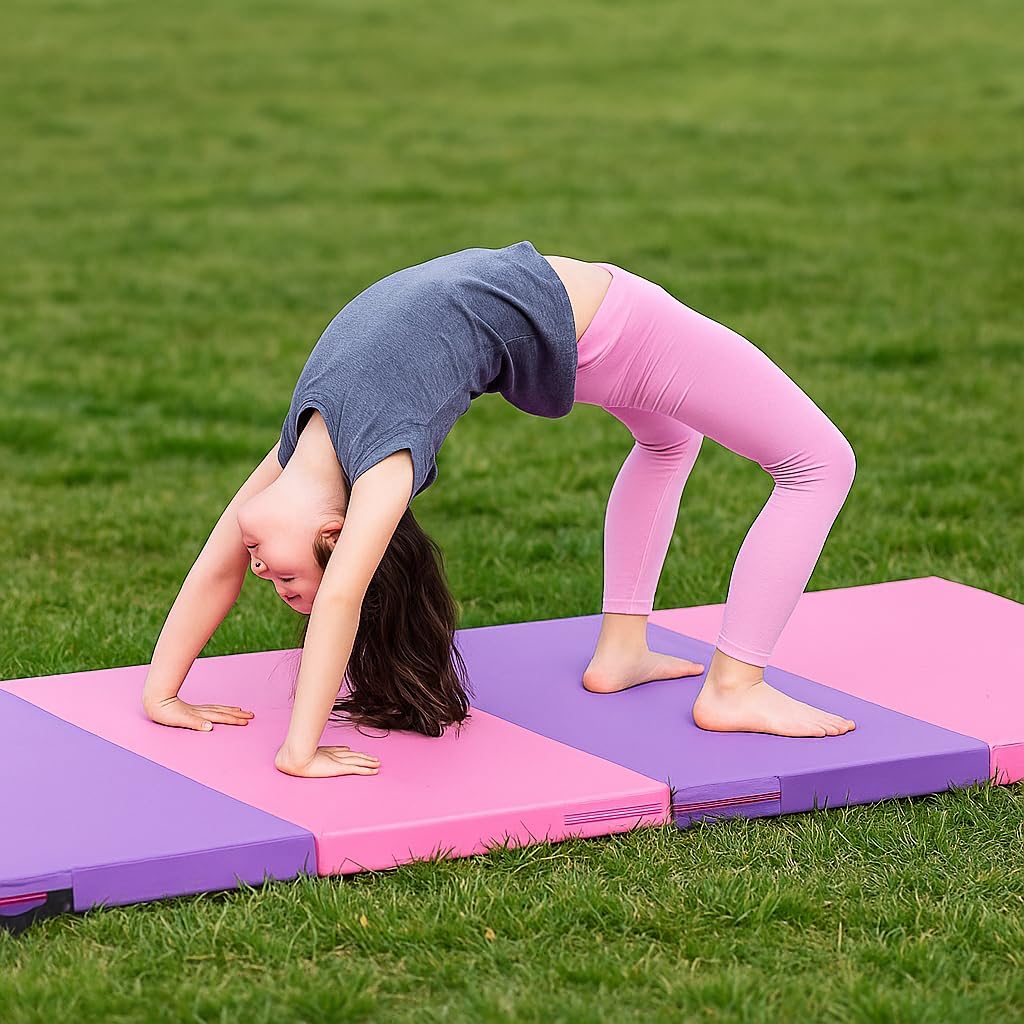 ZENOVA Gymnastics Mat 6'x3'x2''/4'x8'x2'' Exercise Mat Gym Mat for Home Aerobics Workout Foldable Tumbling Mat Children Gifts