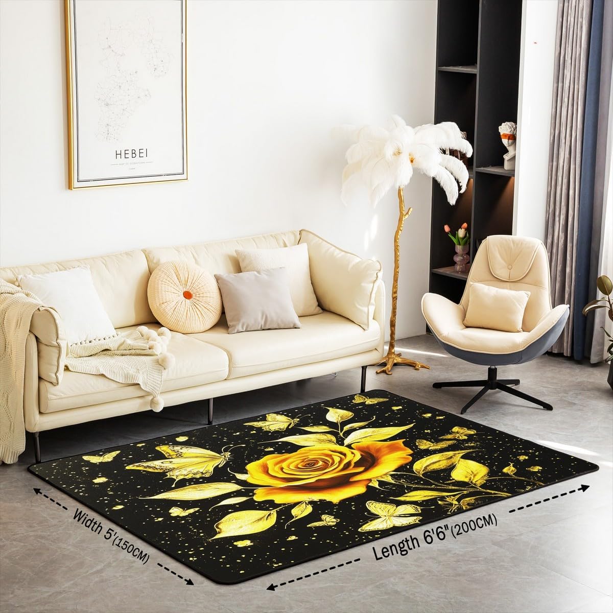 Feelyou Floral Rose Indoor Floor Mat Set,Romantic Blue Rose Rugs for Living Room Bedroom Area Rug 3x5,Boys Girls,Botanical Flower Rose Accent Rug Doormats Floor Mat for All Season