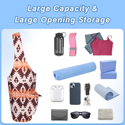 Yoga Mat Bag - Large Opening Long Tote Yoga Mat Carrier Holder Bag with Waterproof Wet Zipper Pocket and Drawstring Water Bottle Pocket - Yoga Bag Fit Most Size Mats